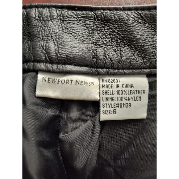Newport News Leather Pants Women's Sz 6 Black Bootcut Lined Classic Dressy Biker - Picture 2 of 14